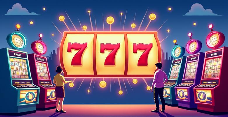 Slot game machine with vibrant lights